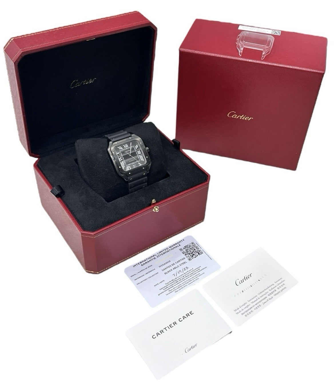 Cartier Santos Stainless Steel Black Dial 39.8 Automatic Mens Watch WSSA0039