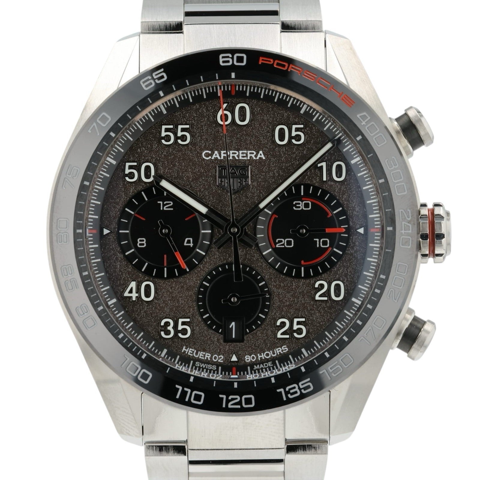 Tag Heuer Porsche Carrera Black Dial Stainless Steel 44mm Automatic Mens CBN2A1F
