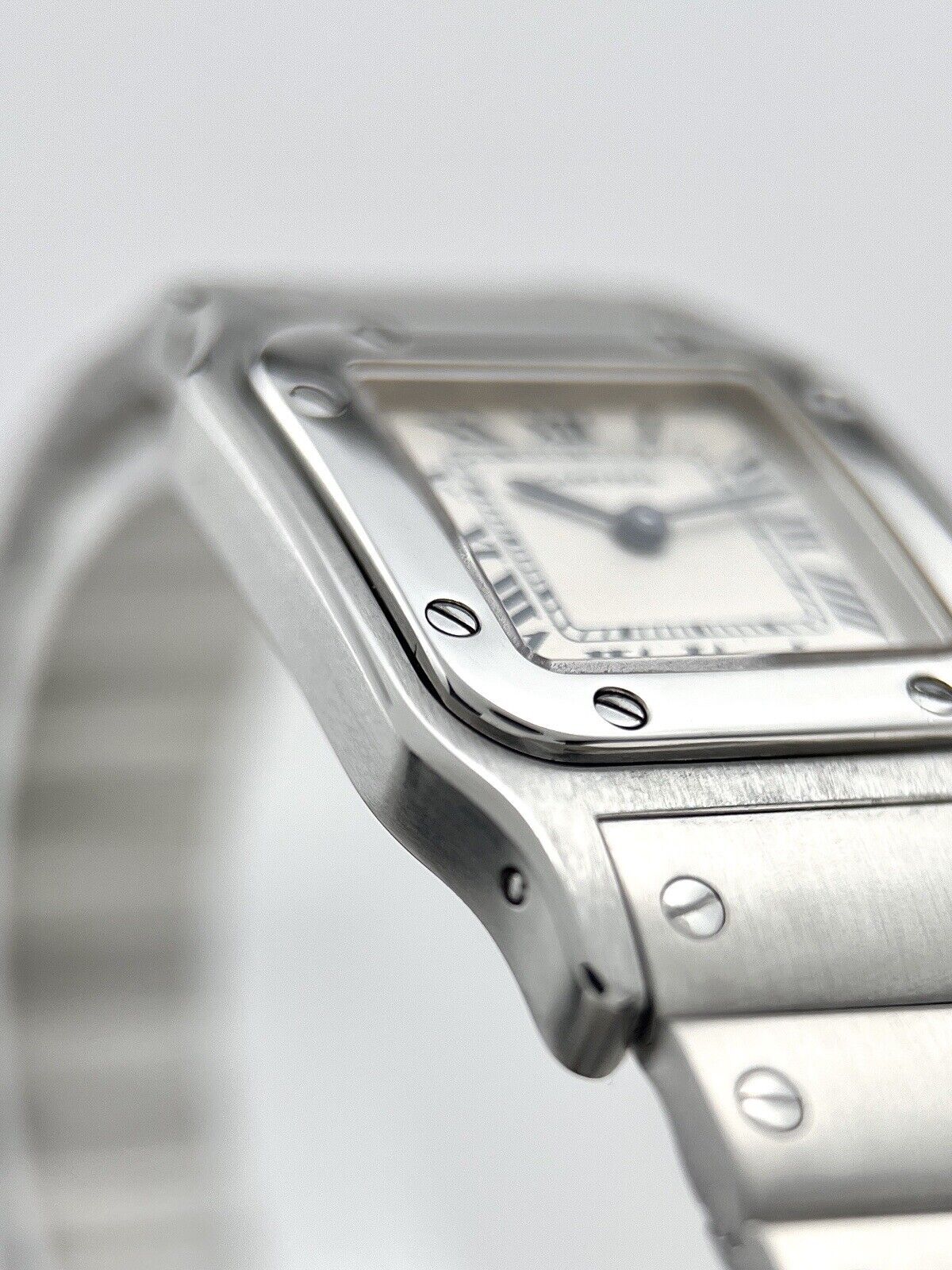 Cartier Santos Galbee Steel Roman Numerals White Dial 23mm Women's Watch 1565