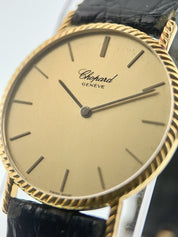 Chopard Geneve 18k Gold Champagne Dial 32mm Quartz Mens Watch 1077
