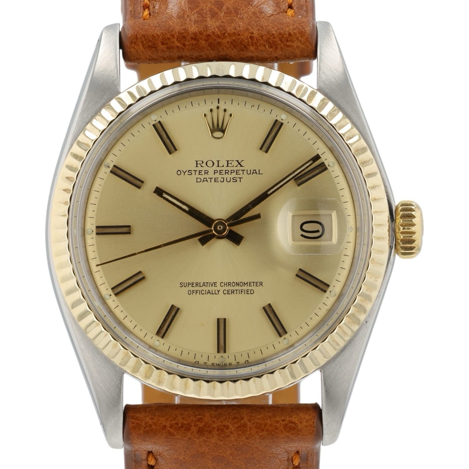 Rolex Datejust Gold Color Dial Steel & Gold Case 36mm Automatic Men Watch 1601