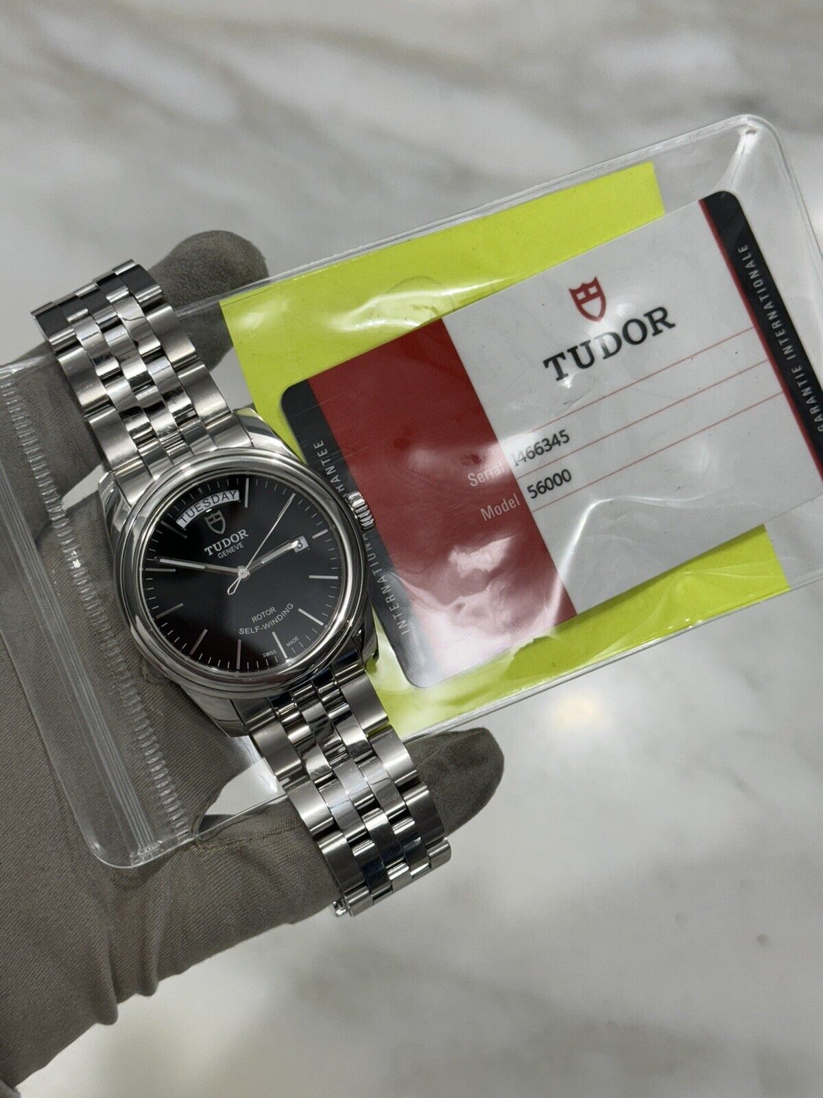 Tudor Glamour Day Date 39mm Automatic Black Dial Stainless Steel Watch 56000