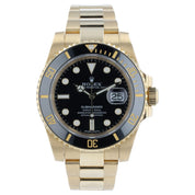 Rolex Submariner Black Dial 18k Yellow Gold 40mm Automatic Mens Watch 116618LN