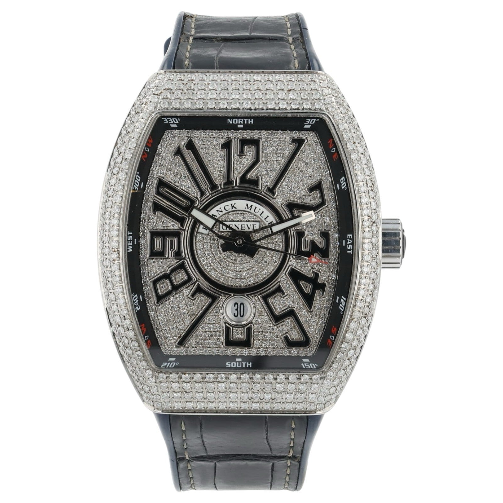 Franck Muller Vanguard Diamond Steel Black Dial 45mm Automatic Watch V45 SC DT