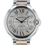 Cartier Ballon Bleu Silver Dial Rose Gold & Steel 42mm Automatic Mens W6920095