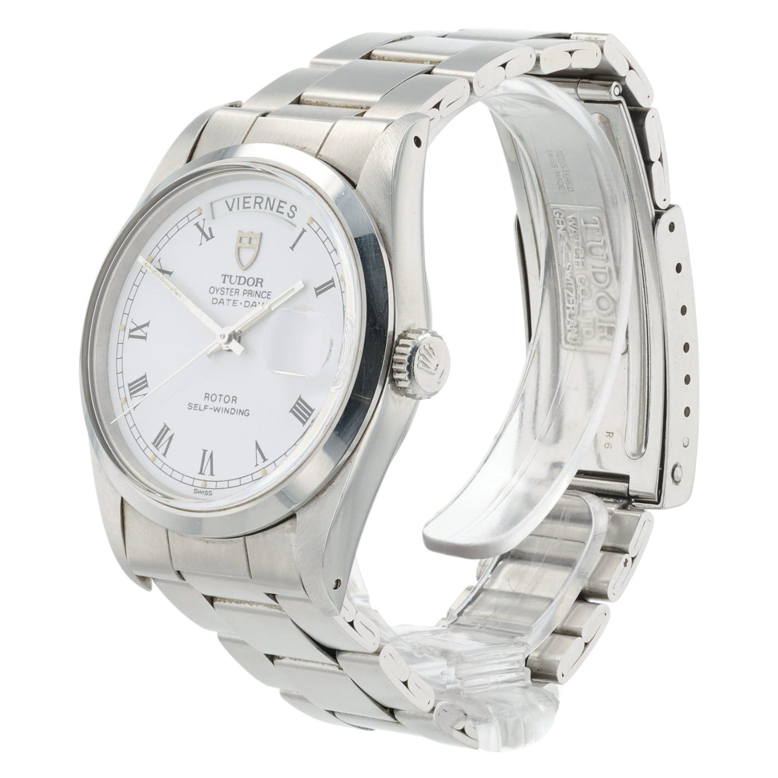Tudor Prince Date Day Stainless Steel White Roman Dial 36mm Automatic Mens 94500