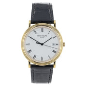 Patek Philippe Calatrava 18k Yellow Gold White Dial 33mm Quartz Mens Watch 3944J