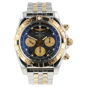 Breitling Chronomat Black Dial 18k Rose Gold & Steel 44mm Automatic Mens CB0110