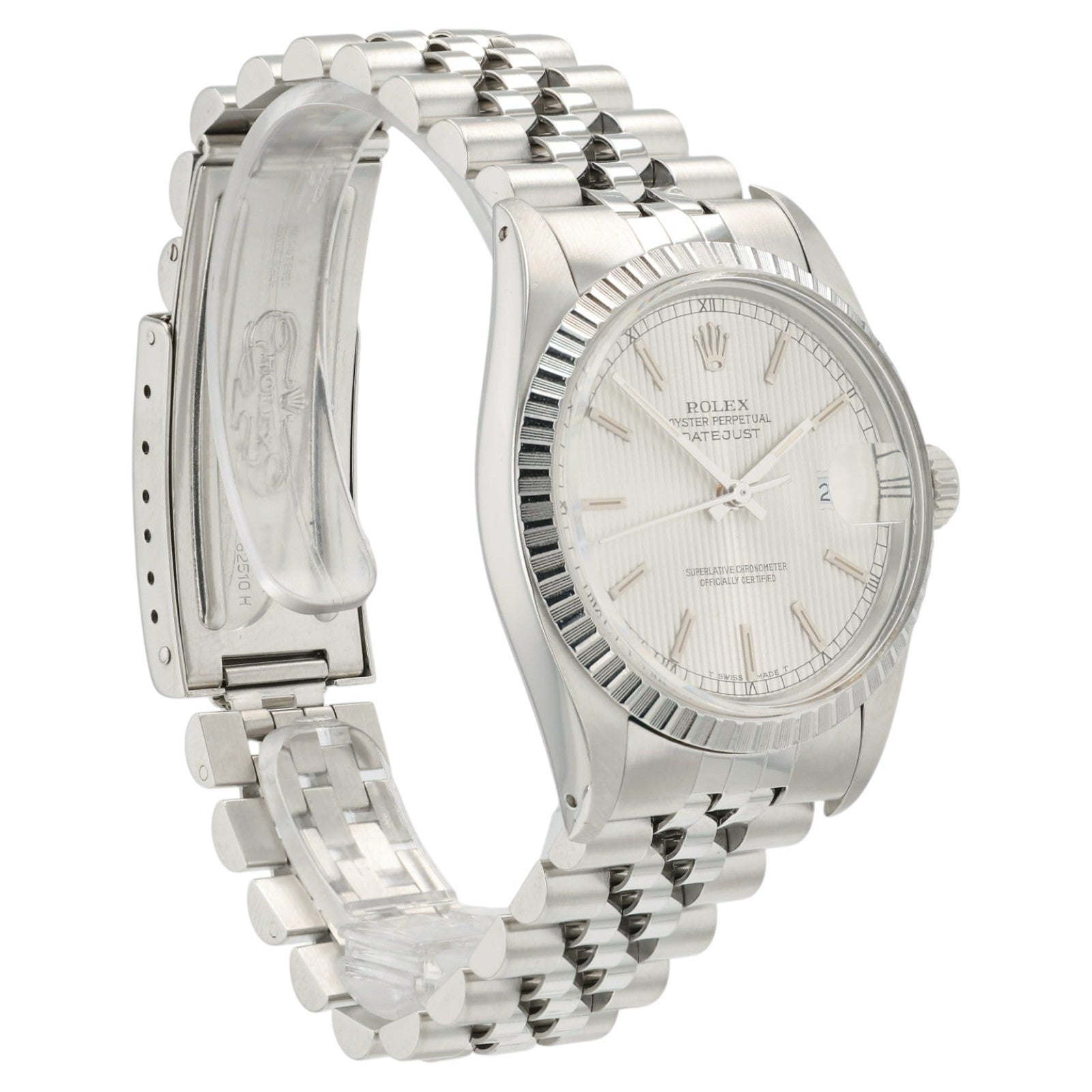 Rolex Datejust Silver Tapestry Dial Stainless Steel 36mm Automatic Men’s 16030