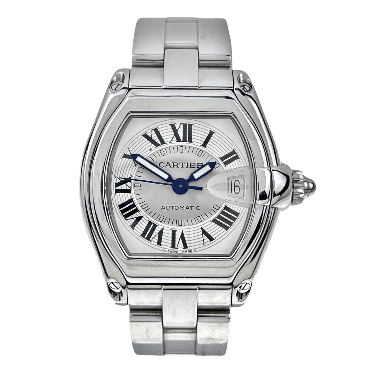 Cartier Roadster 2510 Automatic Silver Roman Dial Watch Large Size 37mm