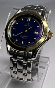 Omega 168.1501 Seamaster 18K Gold Bezel & Steel Quartz 36mm Bracelet Watch