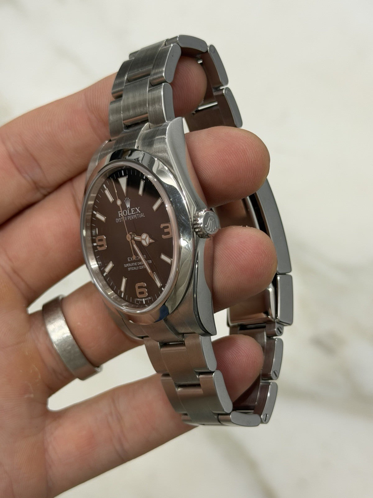2012 Rolex Explorer  Stainless Steel 39mm MK1 Auto Men’s Watch 214270 W/ Card