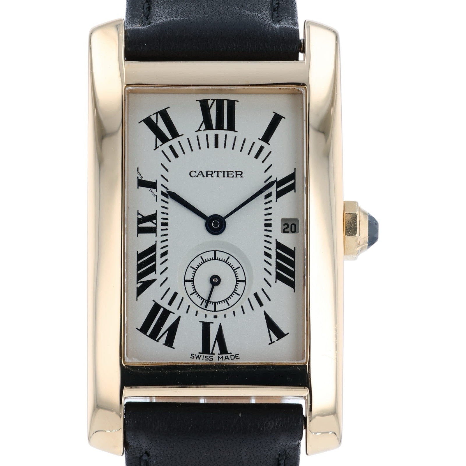 Cartier Tank Americaine 18k Yellow Gold Silver Dial 24mm Quartz Mens W26009C9