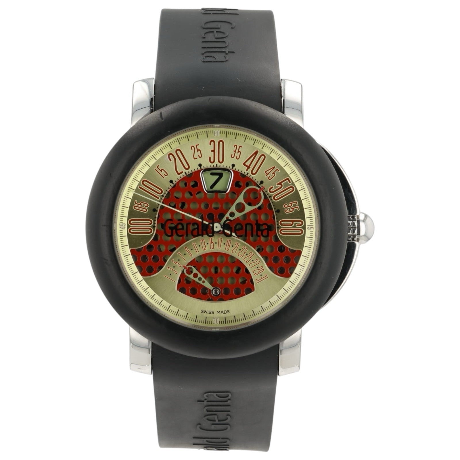 Gerald Genta Arena Bi-Retro Red & Yellow Dial Steel 45mm Automatic Mens BSP.Y.10
