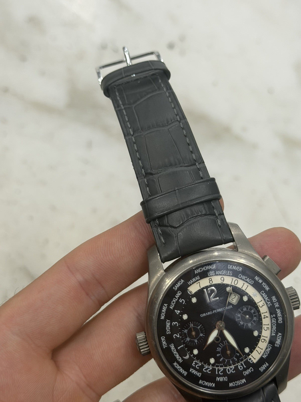 Girard Perregaux World Time Titanium Chronograph Automatic 4980 Watch - AS IS