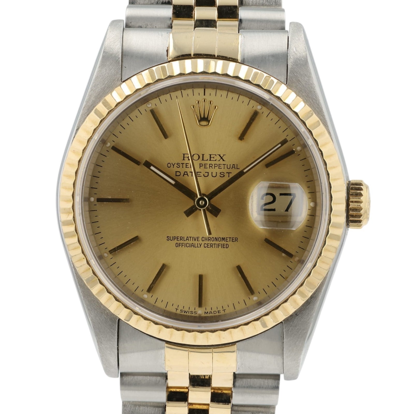 Rolex Datejust Champagne Dial 18K Yellow Gold and Steel 36mm Automatic 16233