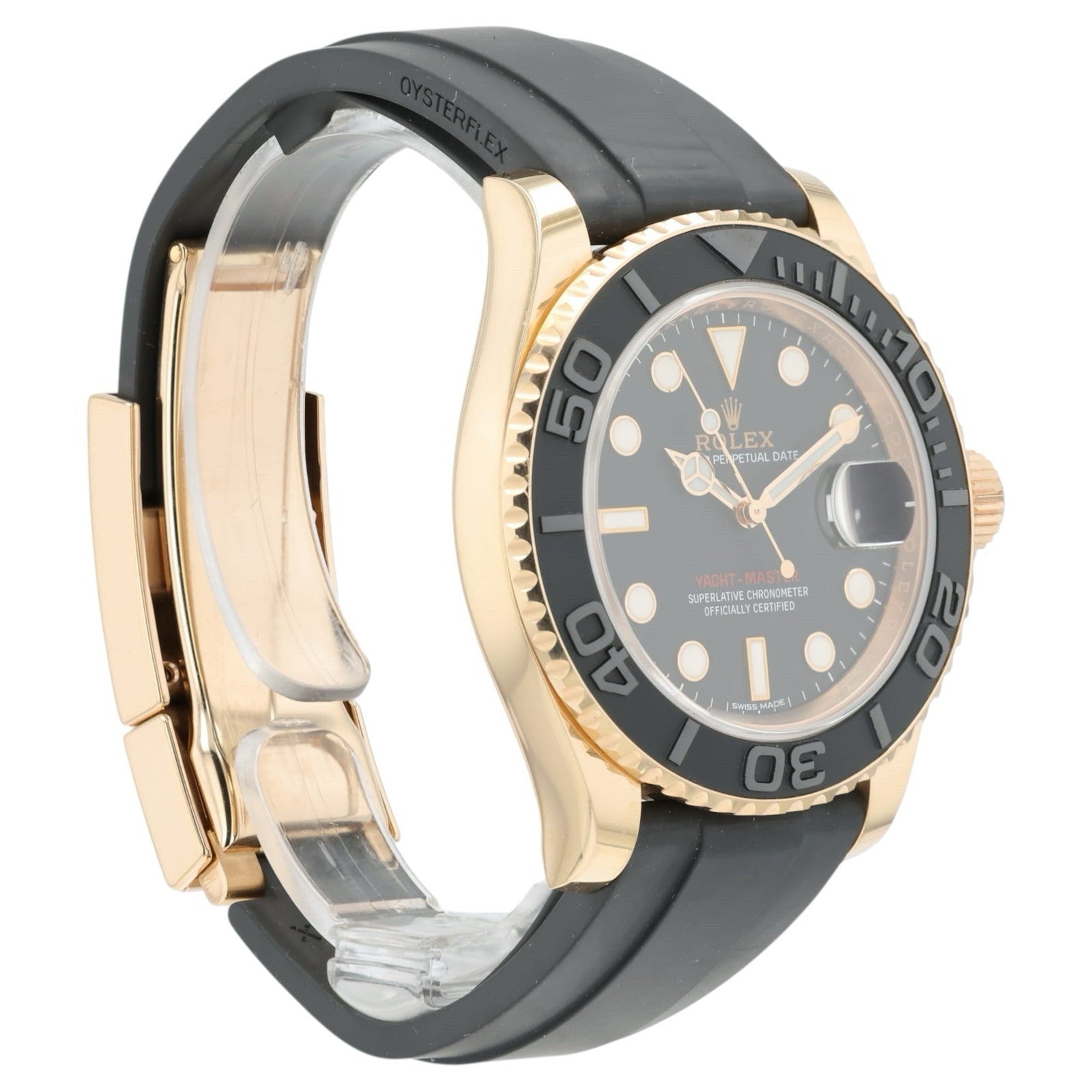 Rolex Yacht-Master Oysterflex Black Dial 18k Rose Gold 40mm Auto Men’s 116655