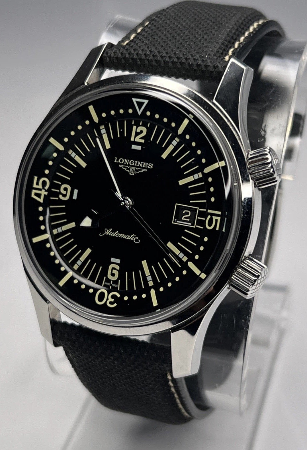 Longines Legend Diver 42mm Black Dial Mens Automatic Date Watch L3.674.4 w/ Box