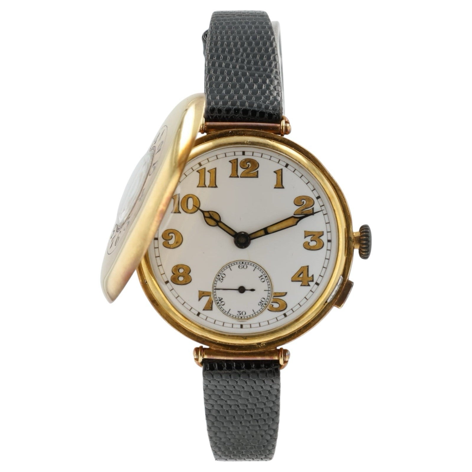 WW1 Trench Watch White Dial 18k Gold 33mm Wind Up Movement Unisex Watch