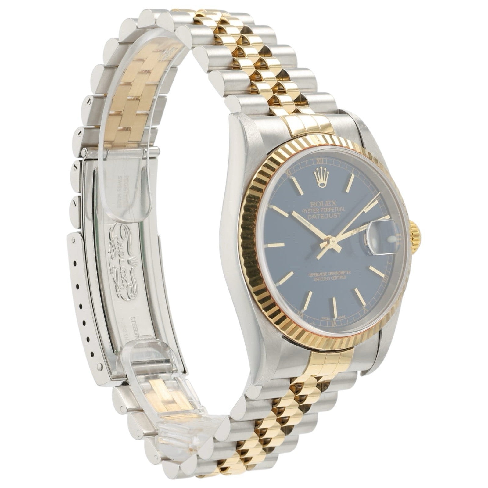 Rolex Datejust Blue Dial Gold & Steel 36mm Automatic Movement Mens Watch 16233