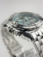 Breitling Chrono Cockpit Steel Light Blue Dial 39mm Automatic Mens Watch A13358