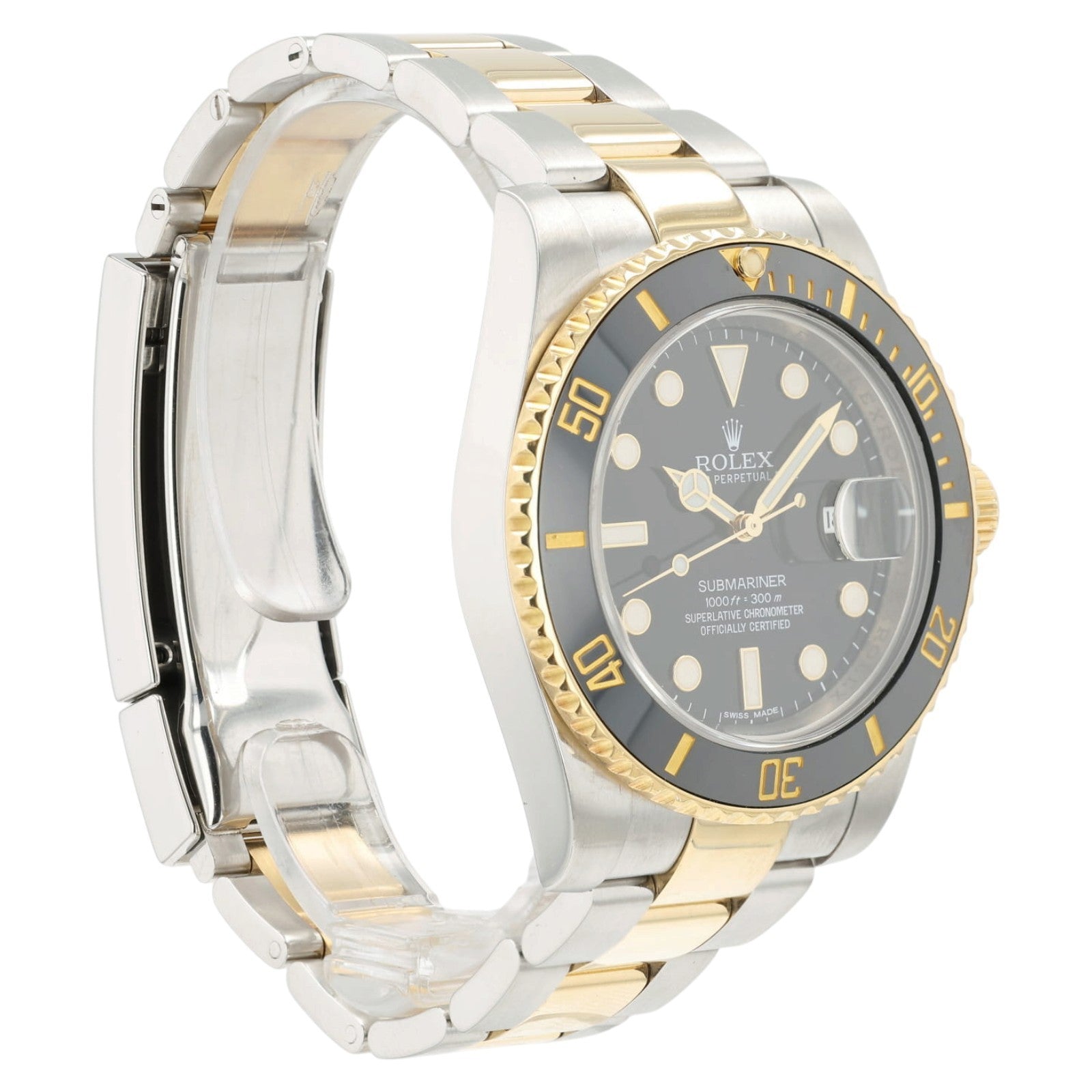 2015 Rolex Submariner Date Black Dial Gold & Steel 40mm Automatic Mens 116613LN