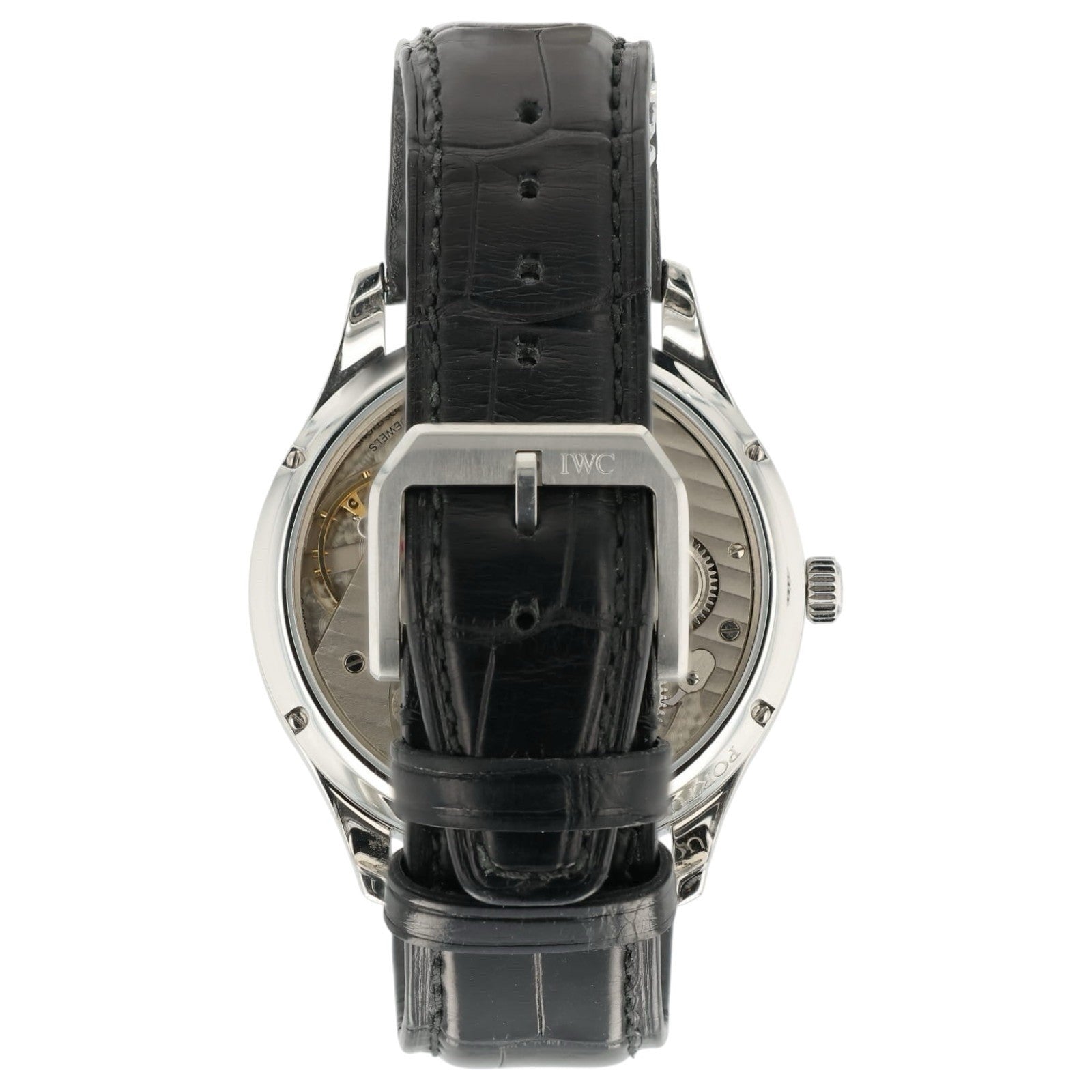 IWC Portuguese Black Dial Stainless Steel 44mm Manual Wind Mens Watch IW544501