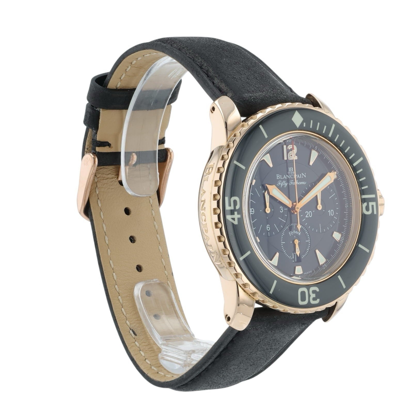 Blancpain Fifty Fathoms 18k Rose Gold Black Dial 45mm Automatic Mens Watch 5085F