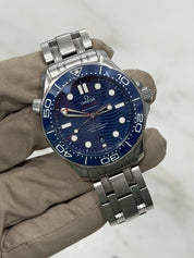 2022 Omega Seamaster Wave 300m Diver Blue Ceramic Watch 210.30.42.20.03.001