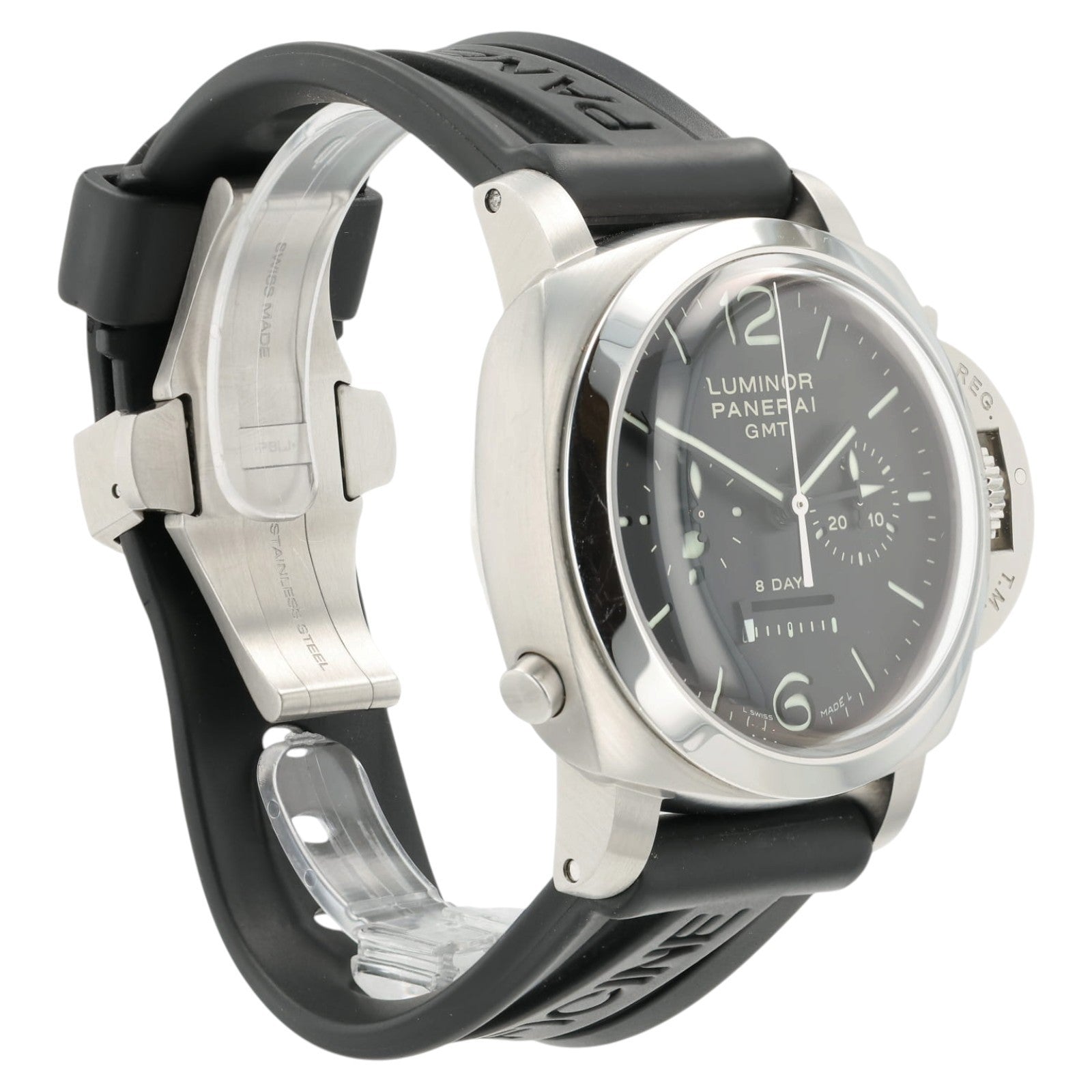 Panerai Luminor GMT 8 Days Black Dial Steel 44mm Manual Men's Watch PAM00275