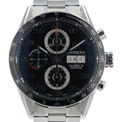 Tag Heuer Carrera Calibre Stainless Steel Black Dial 43mm Automatic Mens CV2A10