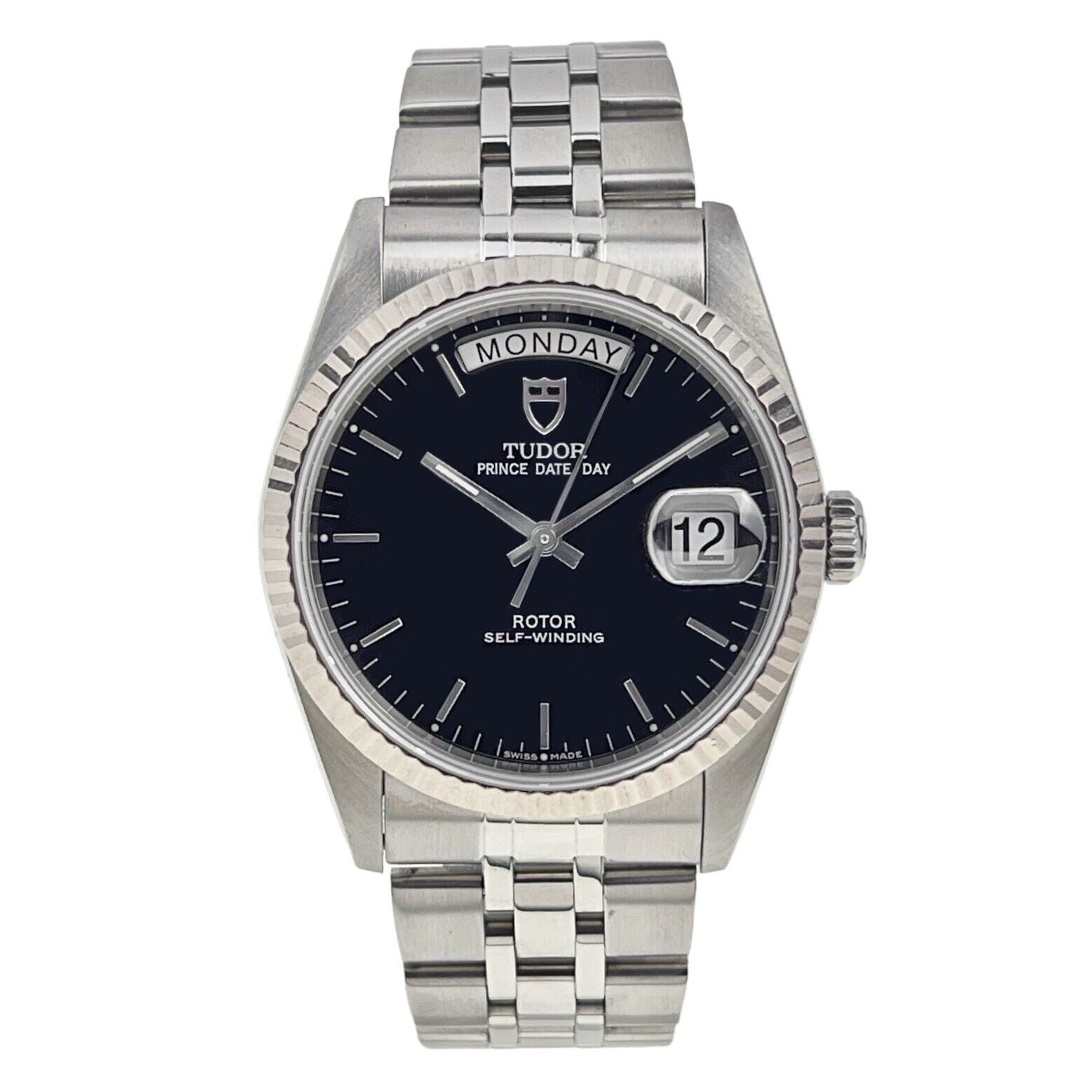 Tudor Prince Date Day Steel Black Dial 36mm Automatic Men’s Watch 76214