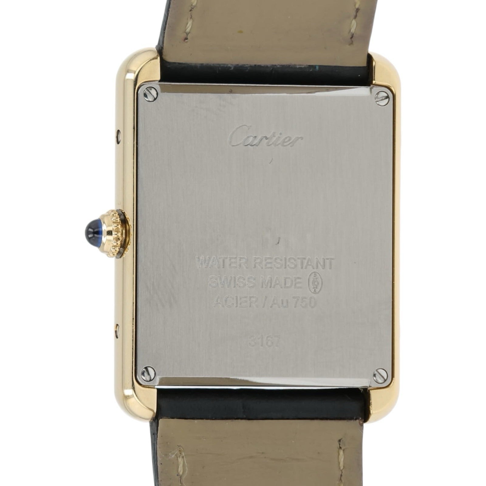 Cartier Tank Solo Silver Dial 18k Yellow Gold 34mm Quartz Diamond Watch W5200004