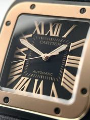 Cartier Santos 100 Gold & Steel Black Dial 38mm Automatic Men's Watch W2020009