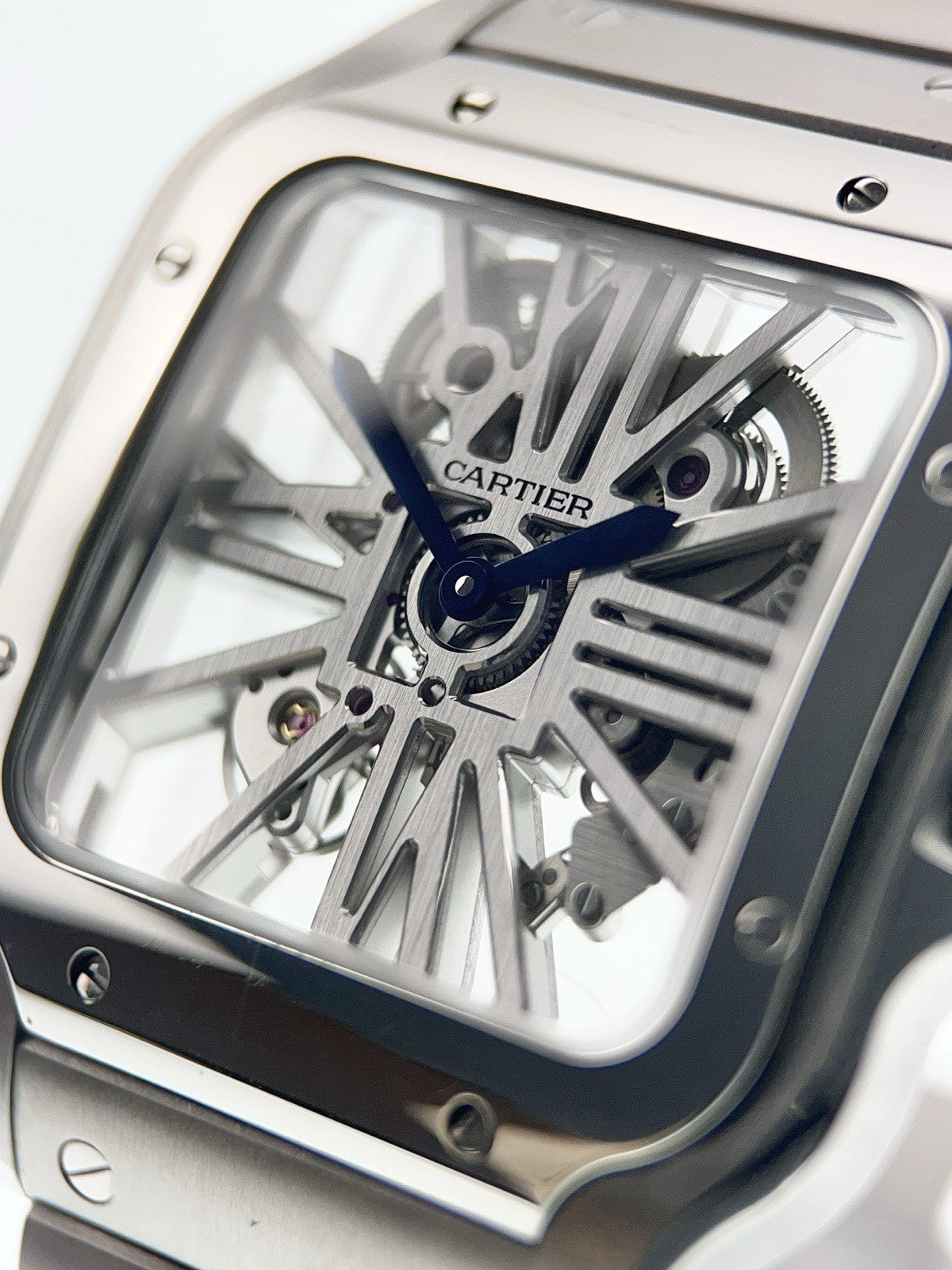 Cartier Santos Skeleton Dial Stainless 39.8mm Manual Wind Men's Watch WHSA0015