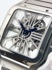 Cartier Santos Skeleton Dial Stainless 39.8mm Manual Wind Men's Watch WHSA0015