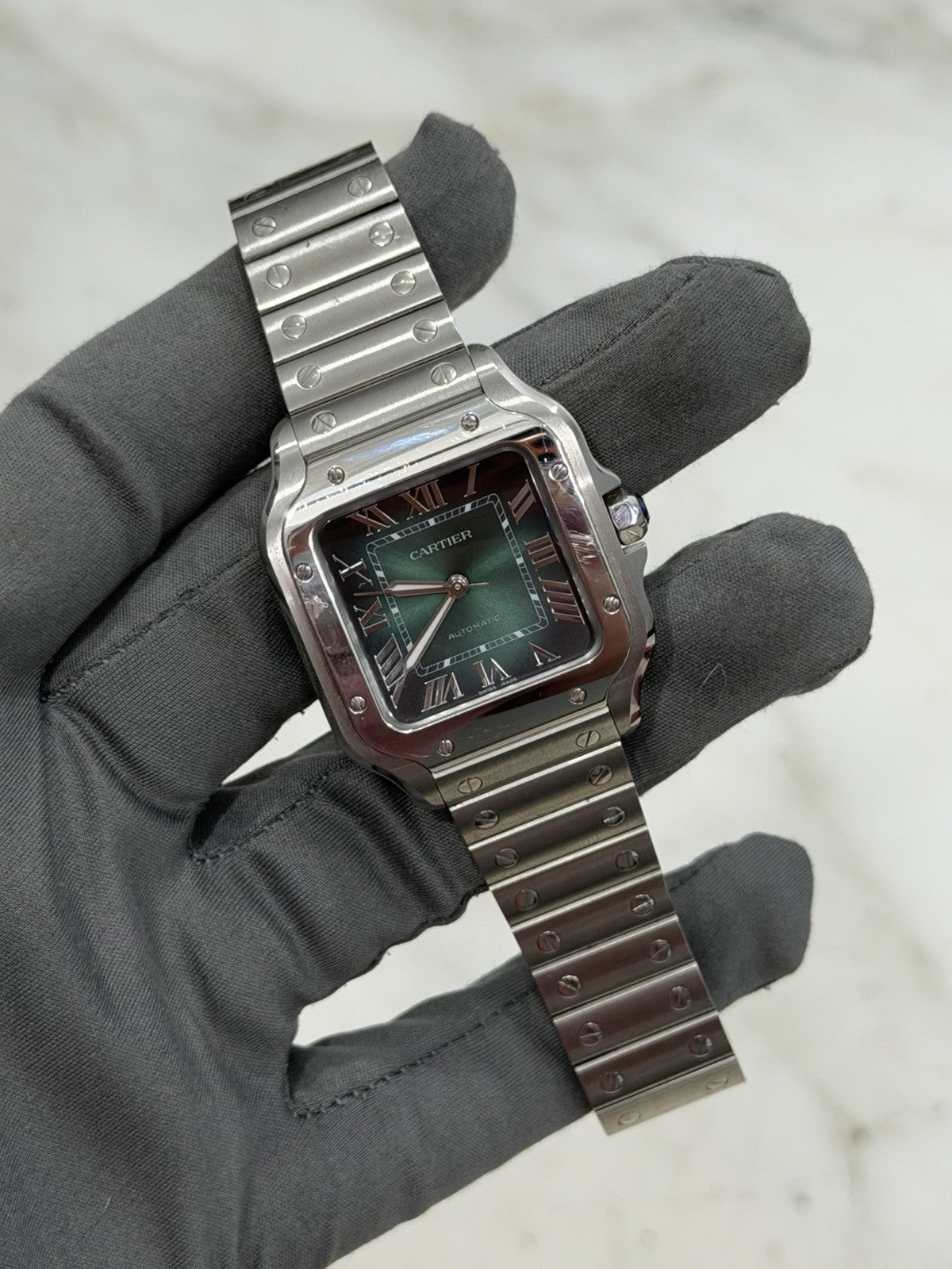 Cartier Santos Stainless Steel Green Dial 35mm Automatic Men’s Watch WSSA0061