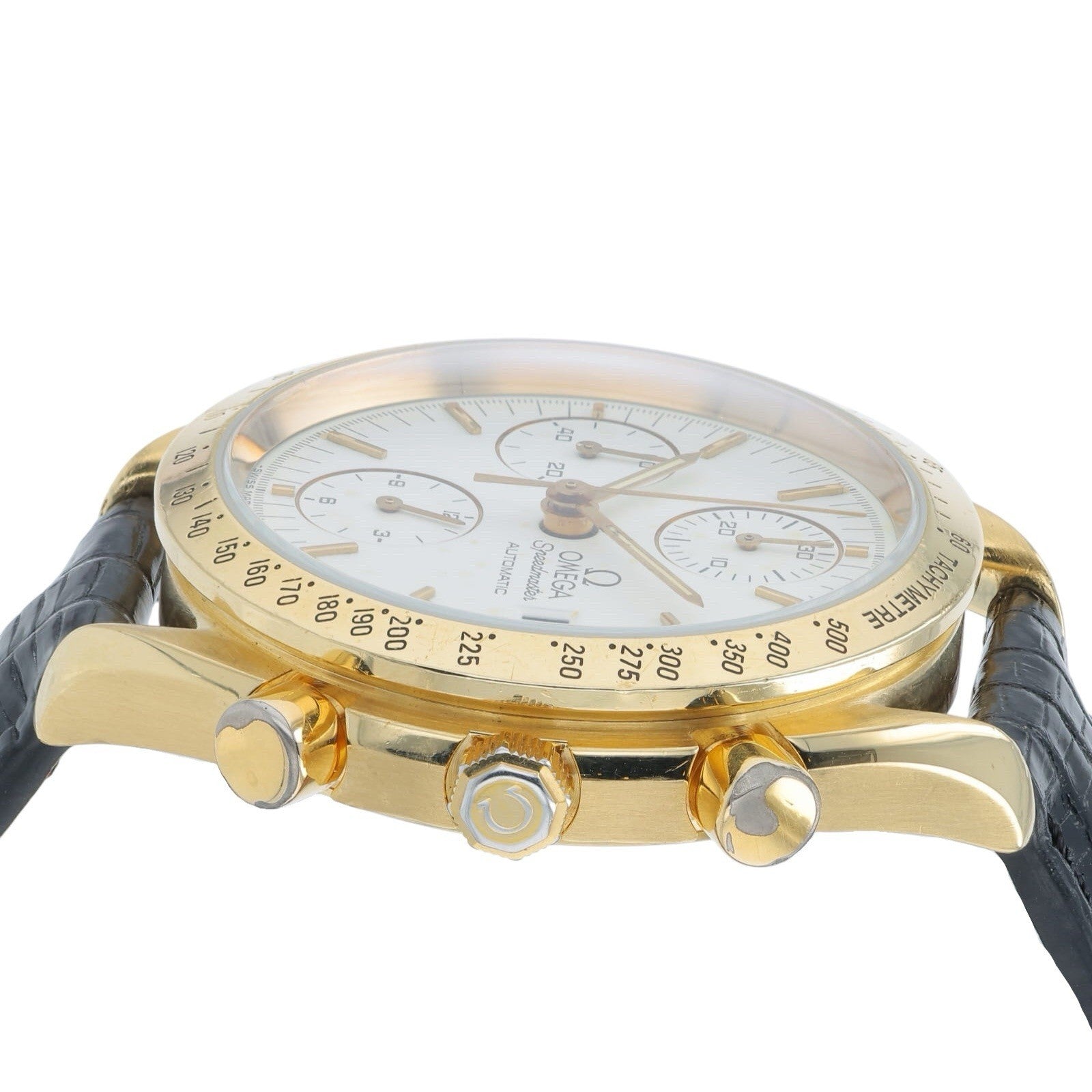 Omega Speedmaster 18k Yellow Gold White Dial 39mm Automatic Mens Watch 3611.20