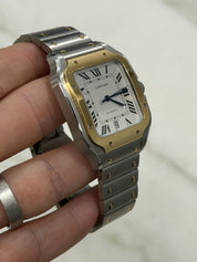 Cartier Santos Silver Dial Gold & Steel 39x47mm Automatic Mens Watch W2SA0009