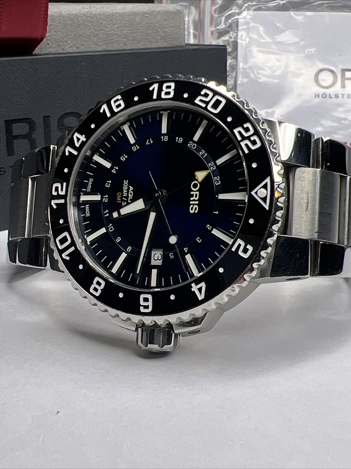 Oris Aquis GMT Date 43mm Men's Watch Blue Dial 01 798 7754 4135 w/ Box & Papers