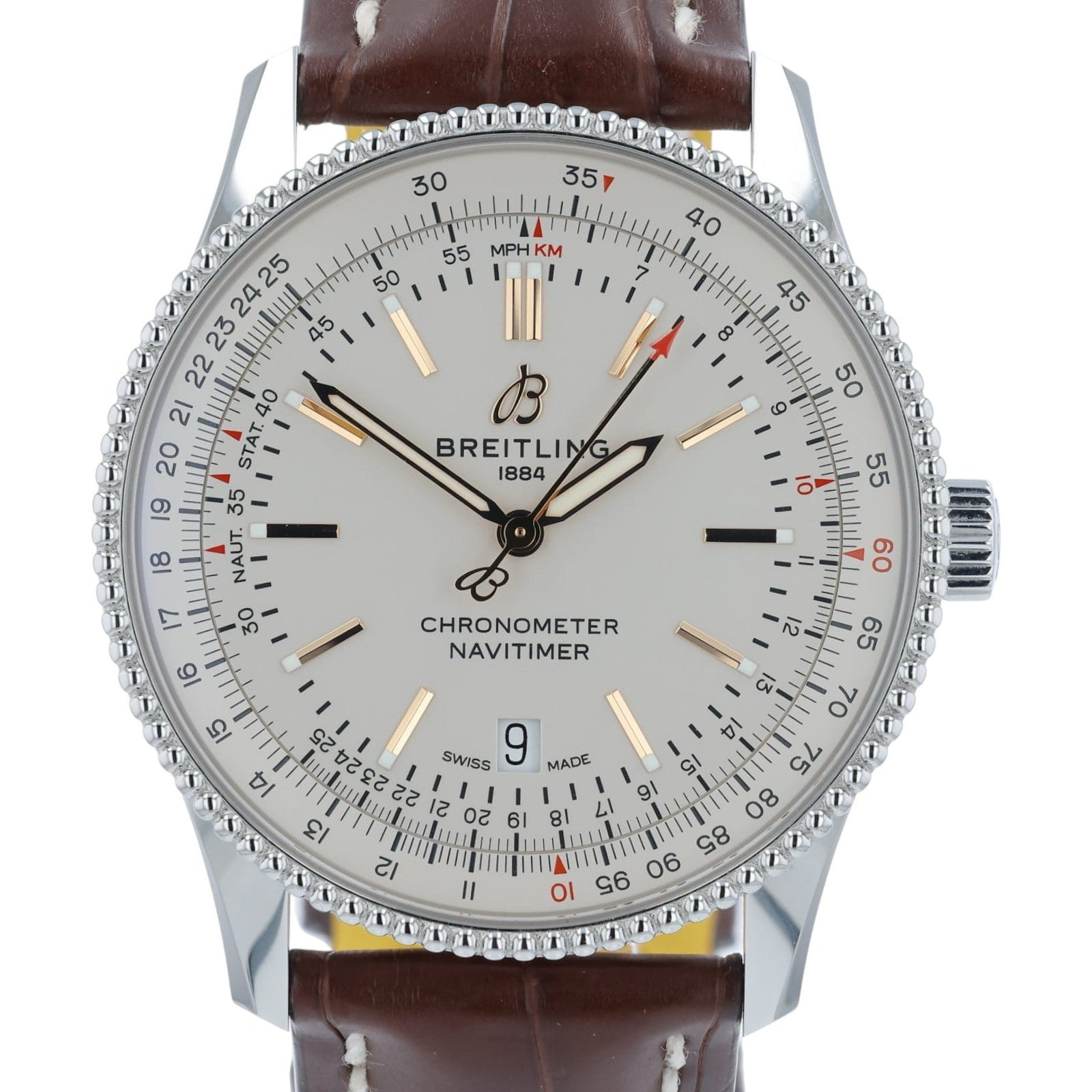 Breitling Navitimer Stainless Steel Silver Dial 41mm Automatic Mens Watch A17326