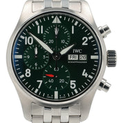 IWC Pilot Chronograph Stainless Steel Green Dial 41mm Automatic Watch IW388104