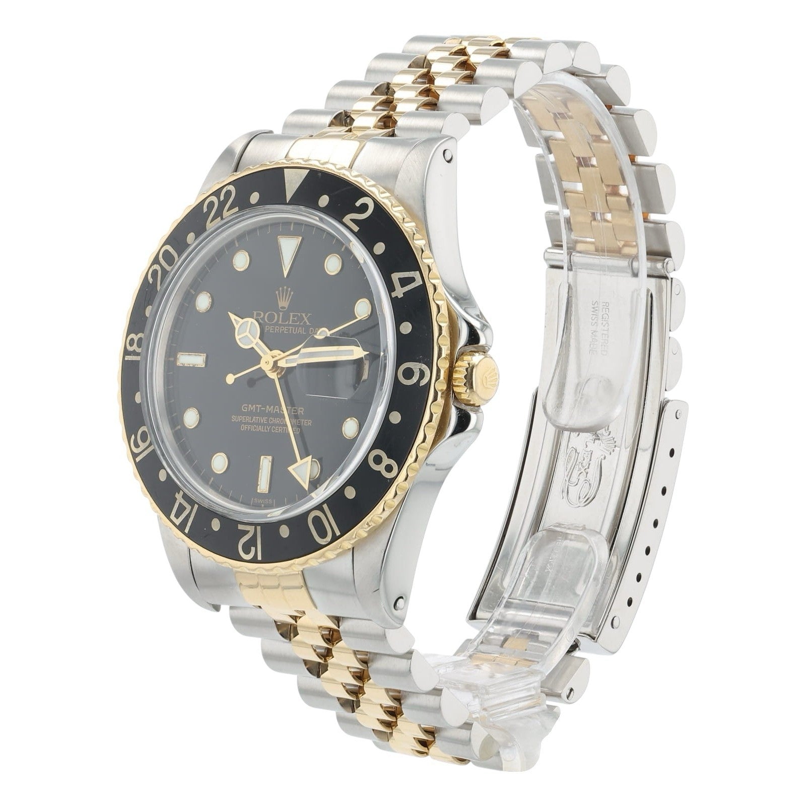 Rolex GMT-Master 2 16753 Two-Tone Yellow Jubilee Black Dial 40mm Watch