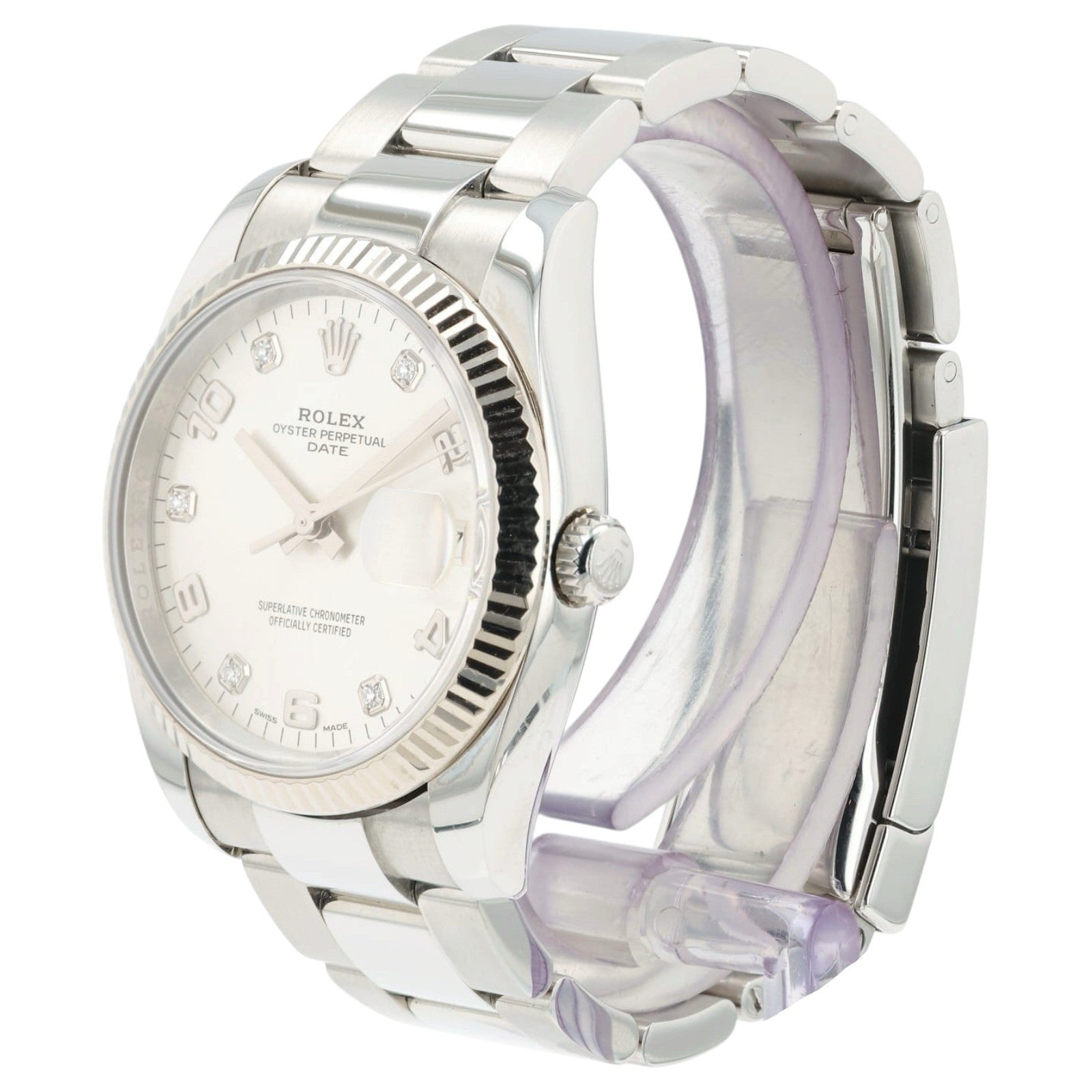 Rolex Date Silver Dial Stainless Steel 34mm Automatic Unisex Watch 115234