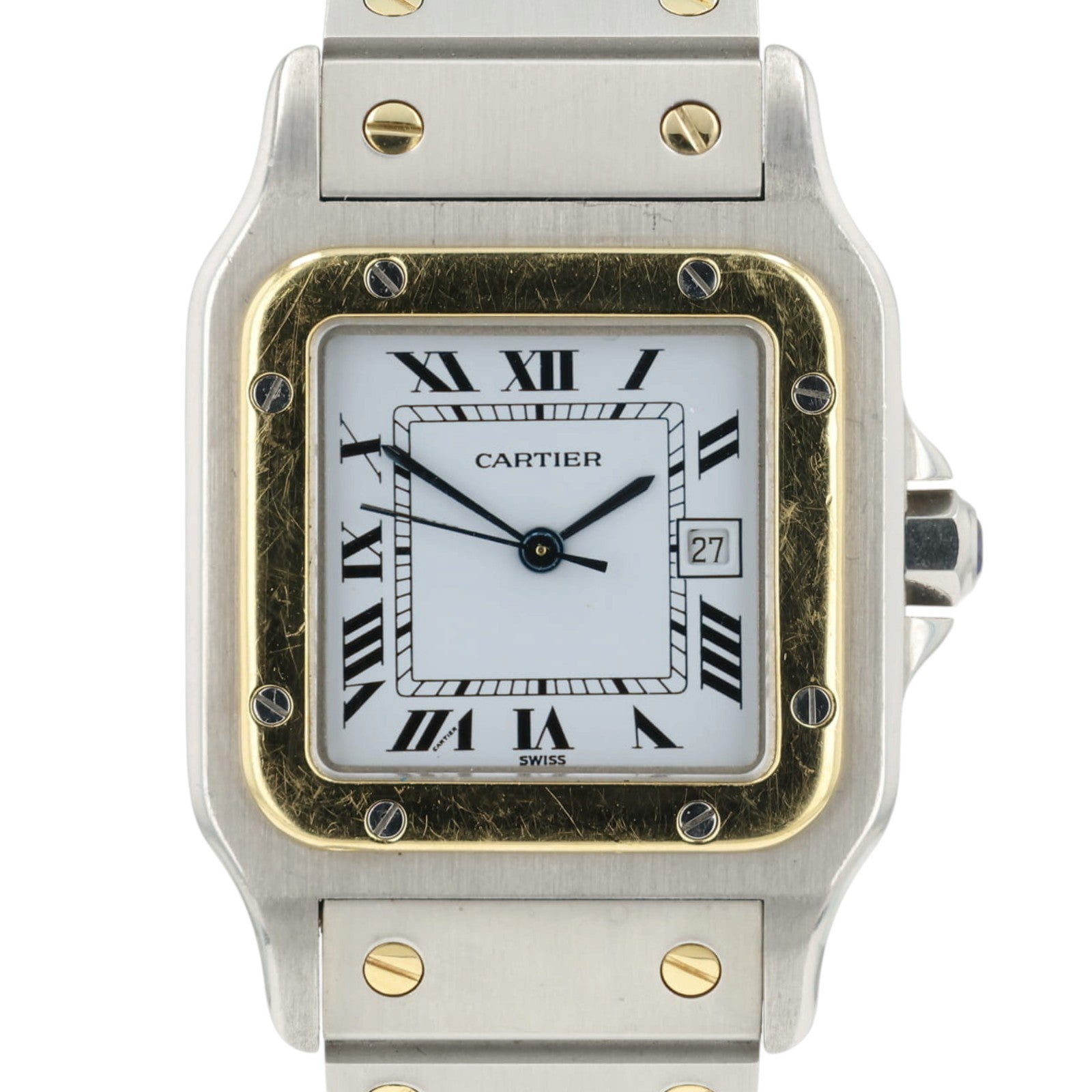 Cartier Santos Galbe White Dial Gold & Steel 41x29mm Automatic Mens Date 2961