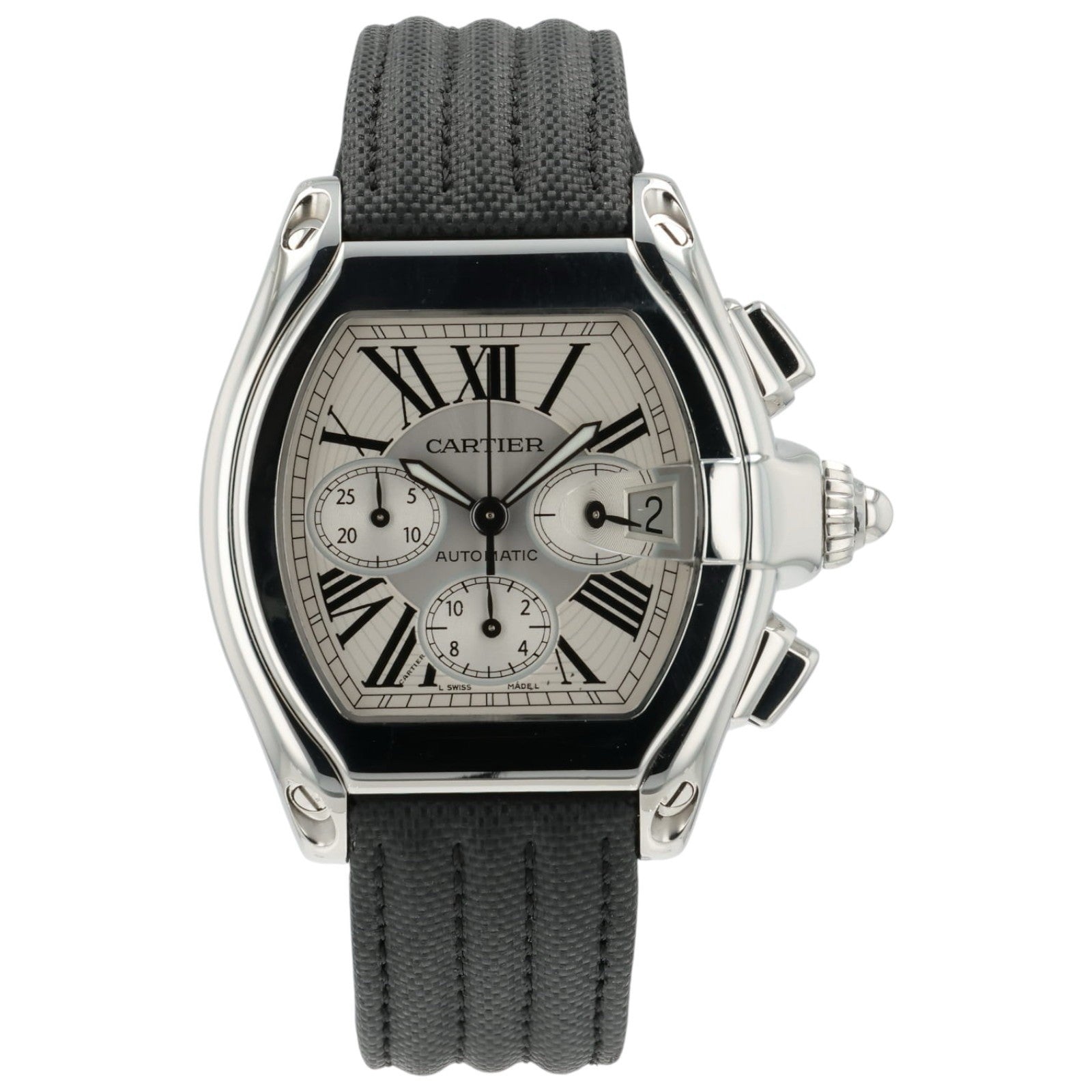 Cartier Roadster Silver Dial Stainless Steel 43mm Automatic Mens Watch W62019X6
