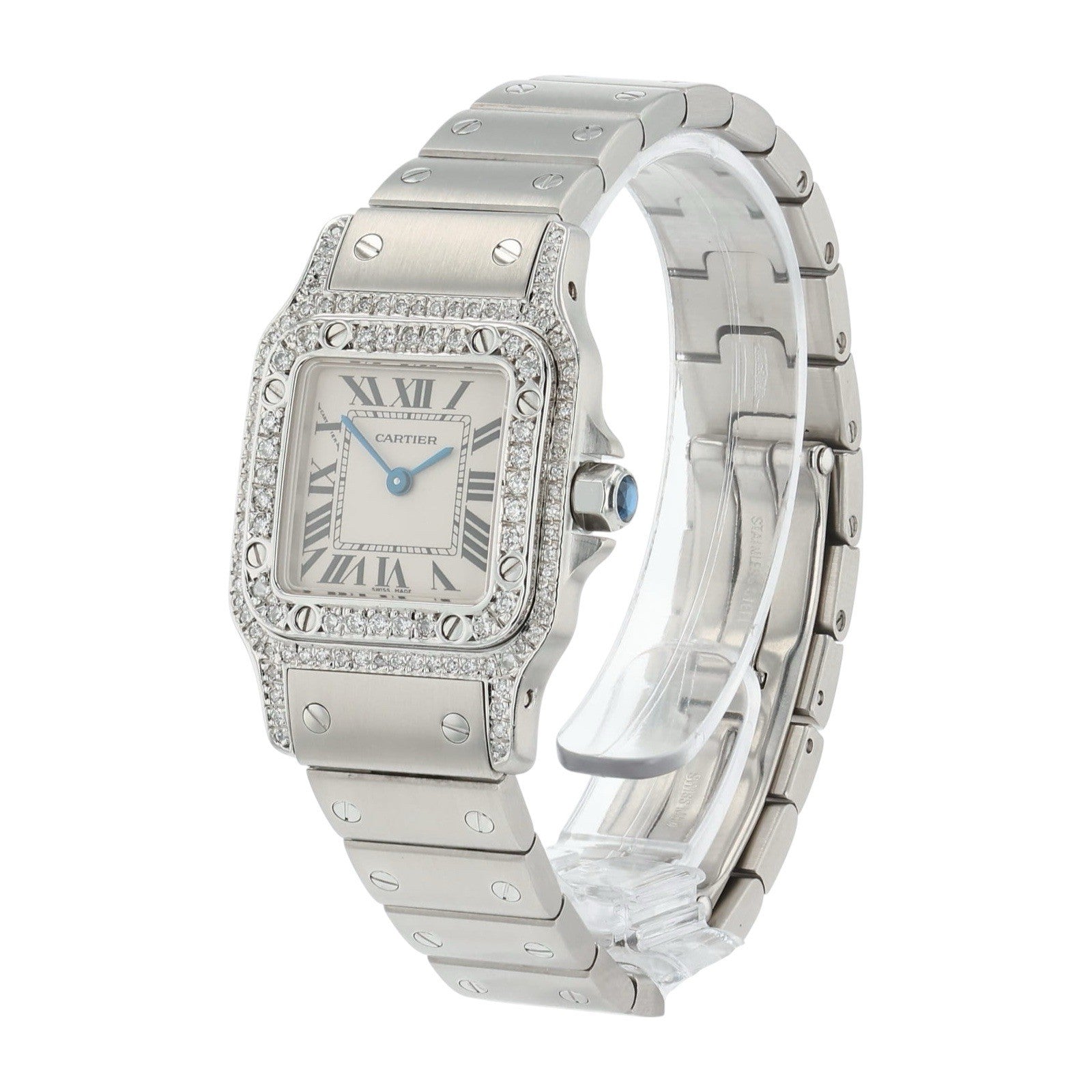 Cartier Santos White Dial Stainless Steel 24mm Quartz Women’s Watch W20056D6