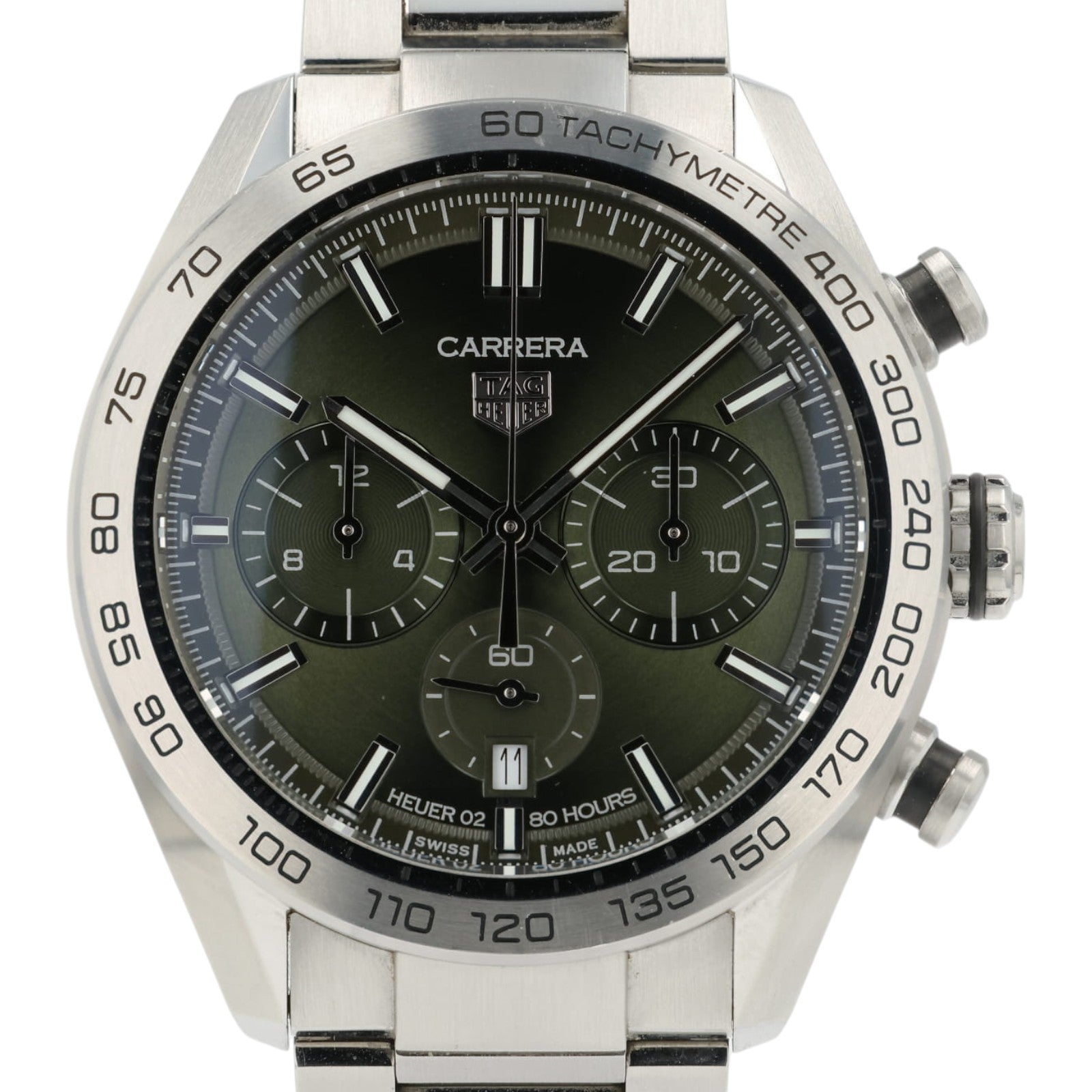 Tag Heuer Chrono Green Dial Stainless Steel 44mm Automatic Mens Watch CBN2A10