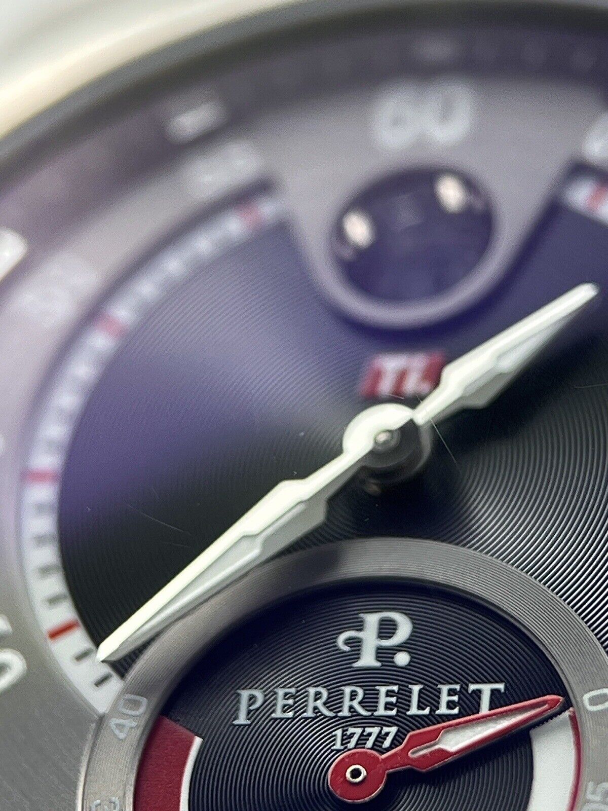 Perrelet Power Reserve 43mm Automatic Black Dial Titanium Casing Watch A5004 B&P