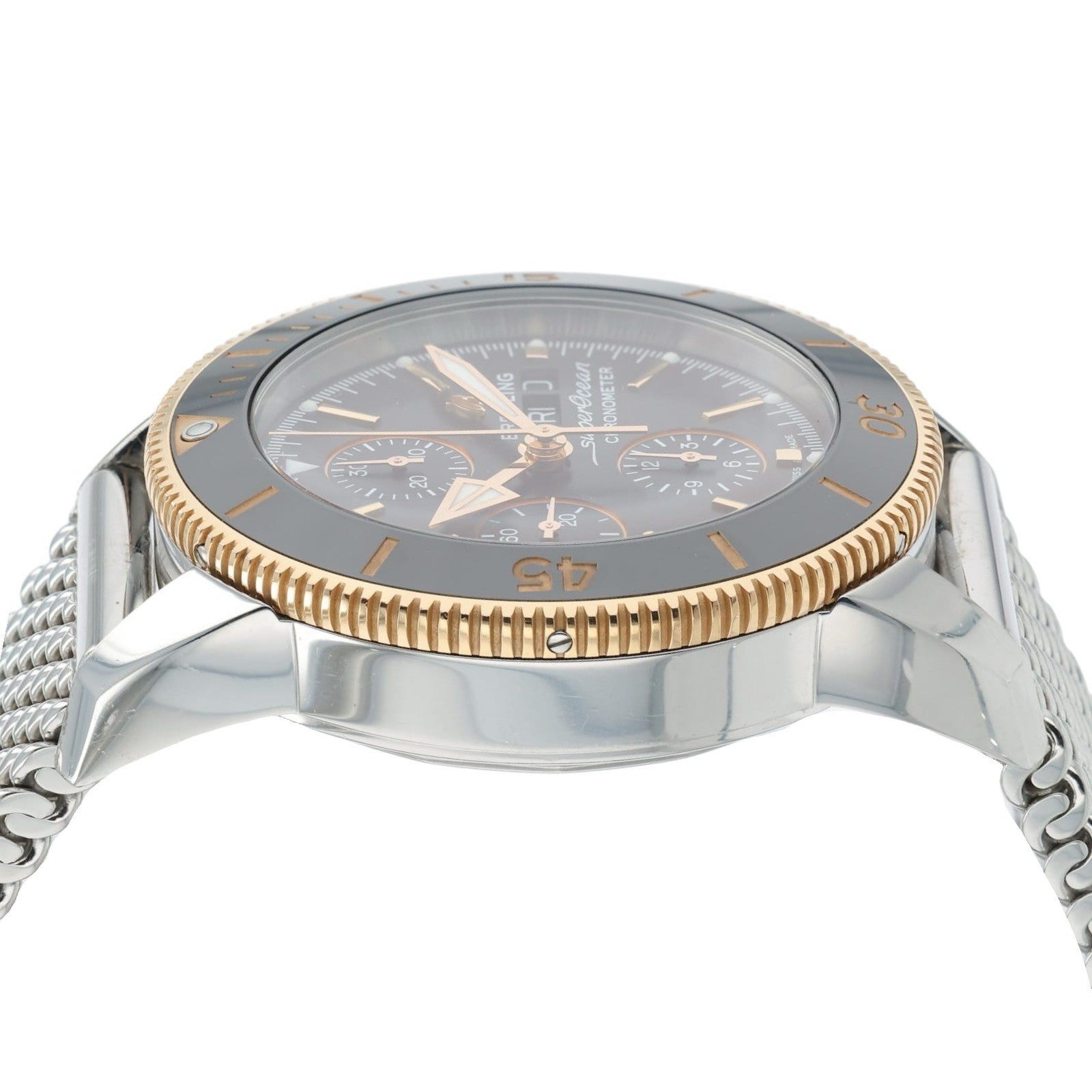 Breitling SuperOcean Black Dial Gold & Steel 44mm Automatic Mens Watch U13313